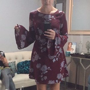 Bell Sleeve Fitted Mini Dress